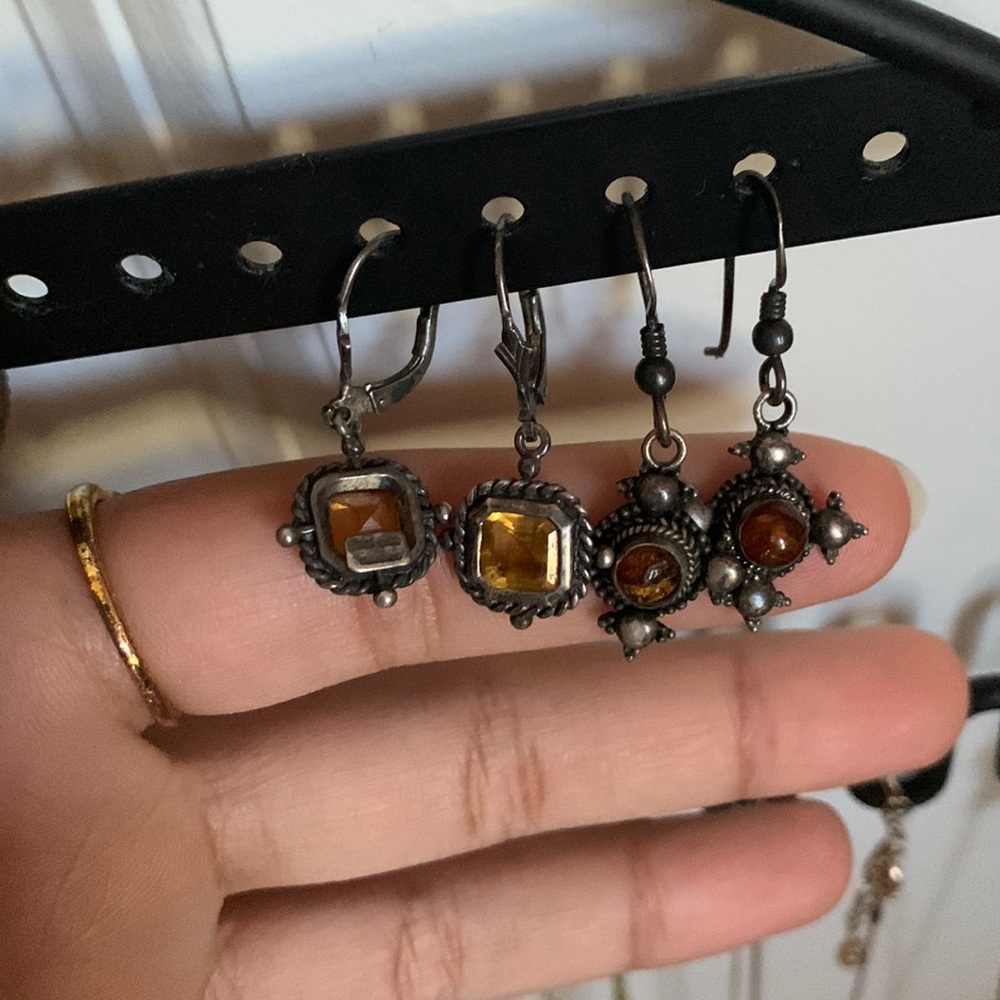 Beautiful set of 2 earring pairs. Stone